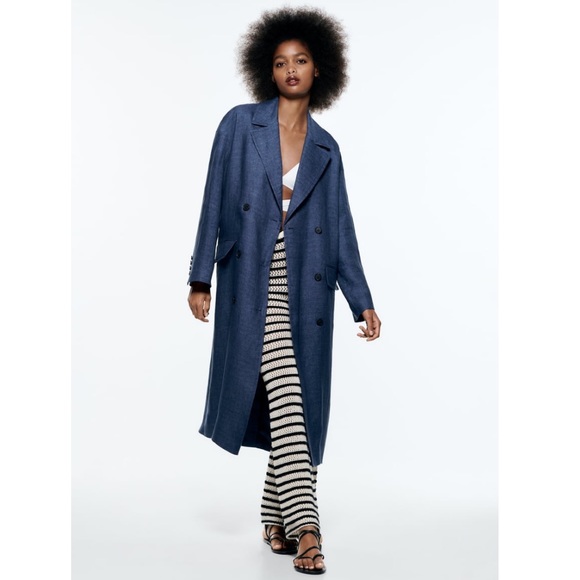 NWT Zara Limited Edition Buttoned Linen Coat